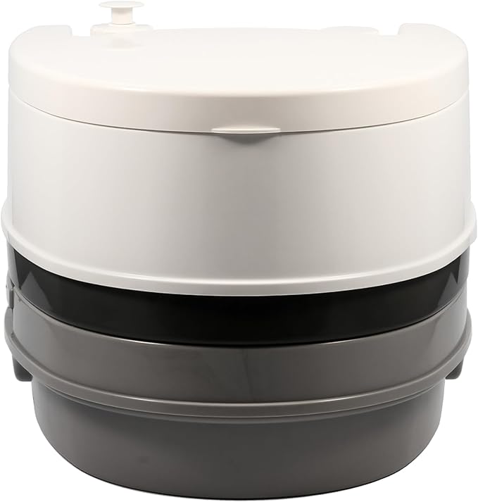 Camco RV Premium Travel Toilet - Features a 5.3-Gallon Detachable Holding Tank, Pump Flush Design & Spring-Loaded Latch (41535)