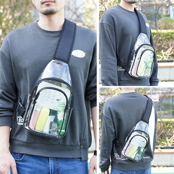 Clear PVC Sling Bag - Stadium Approved Clear Shoulder Crossbody Backpack