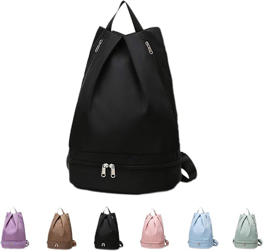 Swimming Bag Dry Wet Separation Female Sports Fitness Bag Waterproof Travel Storage Bag Yoga Bag Travel Backpack (black)