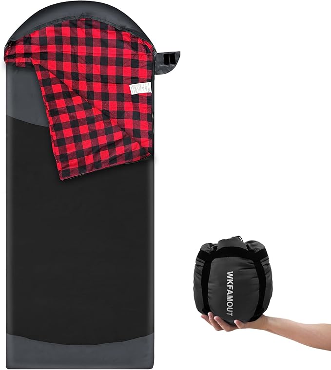 Backpacking Flannel Sleeping Bag Lightweight for Adults Hiking Ultralight Compact Sleeping Bag Portable Warm Weather Summer with Compression Sack