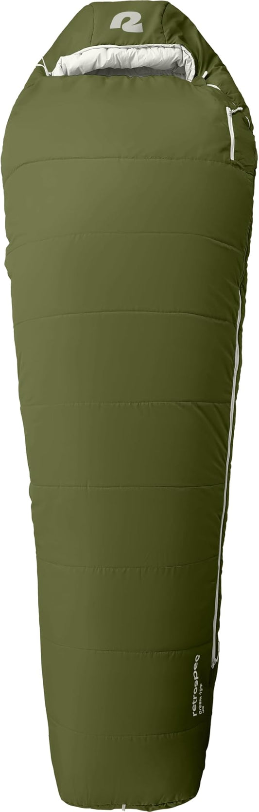 Retrospec Dream Sleeping Bag - 5, 15, 30 Mummy for Camping, Insulated Cold Weather, Lightweight Stuff Sack, Water-Resistant, Adjustable Draw Cords, Adult