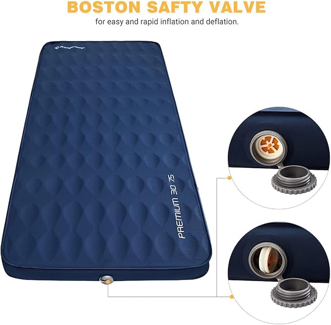 KingCamp Self Inflating Sleeping Pad for Camping Ultra Thick Double Single Foam Mattress High R Value Camping Air Pad Mat, Multi Colors & Sizes