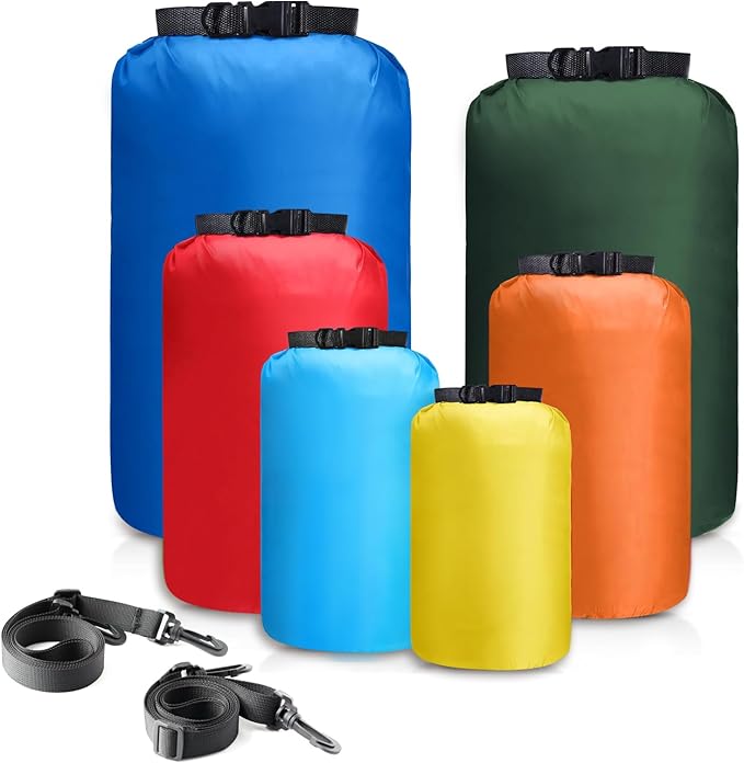 6 Pcs Dry Bags Waterproof，Lightweight dry bags for kayaking waterproof，Multi-Size Outdoor dry sack Waterproof Bag for Boating, Beach, Hiking（3L,5L,8L,12L,15L,25L）