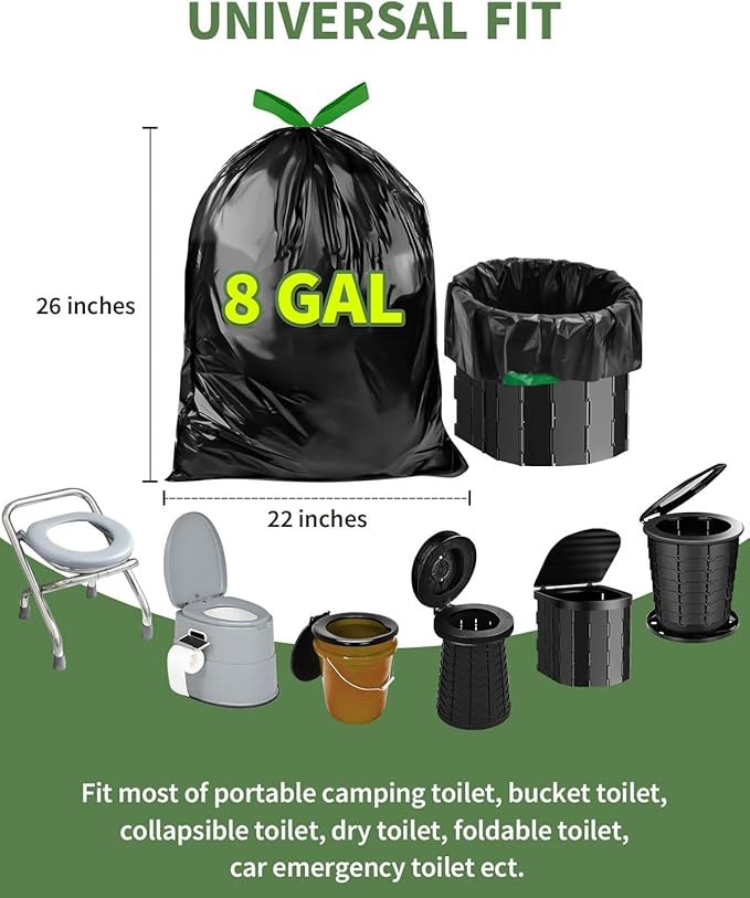 Camping Toilet Bags Poo Gel Set, Portable Toilet Bags with Camping Toilet Gel, Composting Toilet Bags Poo Gel for Portable Toilet Camping Outdoor Hiking Emergency Toilet