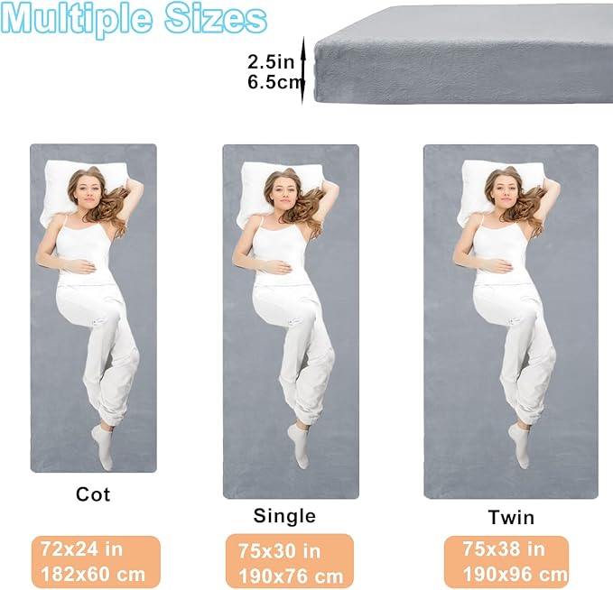 Memory Foam Camping Mattress - Portable Roll Up Sleeping Pad for Car, Tent, Cot & Floor - Waterproof, Comfortable & Compact with Travel Bag