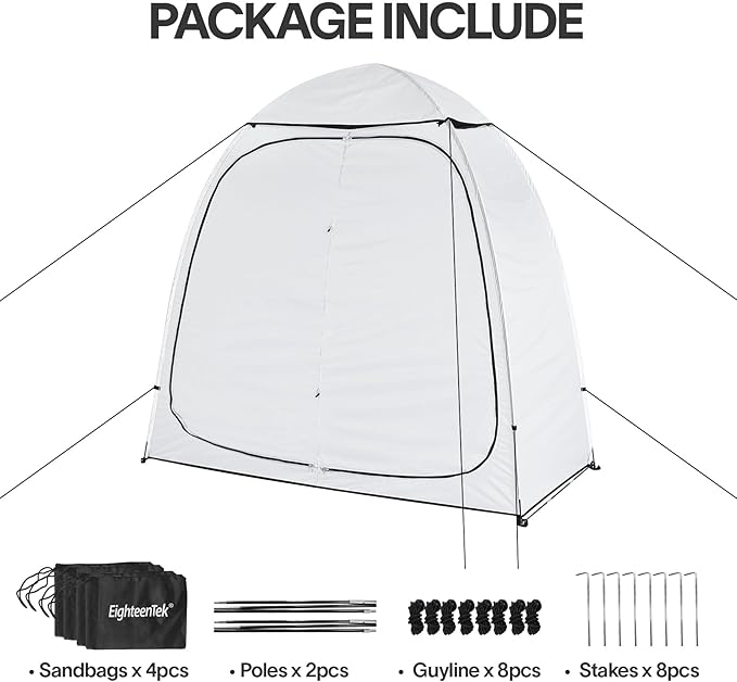 EighteenTek Shower Tent Camping, 2-Room Portable Changing Room, Outdoor Shower Enclosure, Pop Up Privacy Tent Shelter with Floor & Doors, Changing Tent, Camping Toilet, Bathroom