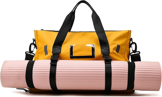 Gym Bag for Women, Yoga Mat Bag with Shoes Compartment & Wet Dry Pockets & Adjustable Yoga Mat Holder