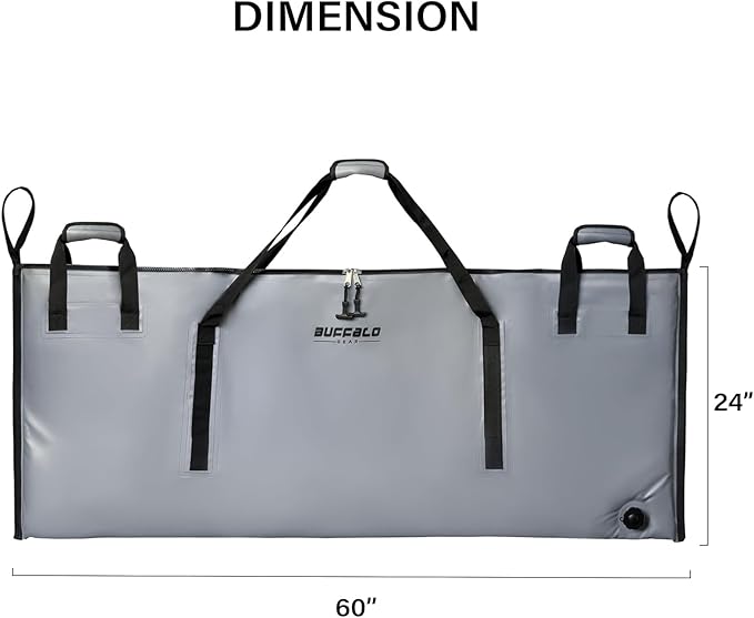 Buffalo Gear Insulated Fish Cooler 60in 71in 116in Large Kill Bag - Portable Waterproof, Keeps Ice-cold More Than 24 Hours