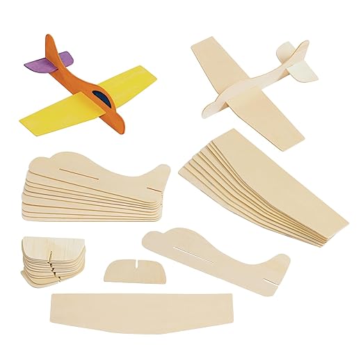 Colorations® Decorate Your Own Wooden Model Airplanes, Set of 12, Create Unique & Personal Designs, Fun Kids Craft Project, Craft Project for Boys & Girls, Decorate & Play Craft
