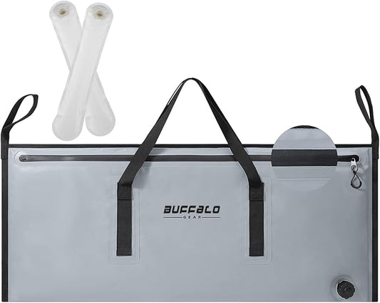 Buffalo Gear Insulated Fish Cooler - Leakproof Kill Bag with 2 Reusable Cooler Ice Packs - Portable Waterproof Zipper