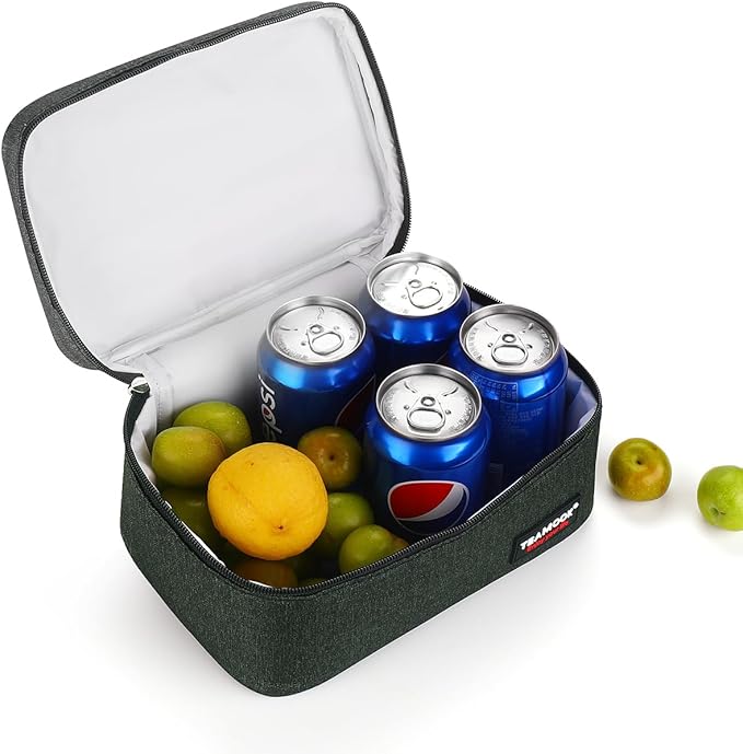 Small Lunch Bag Mini Lunch Box Insulated Portable for Adults Men Women Work with Handle En-large 5.8L Black