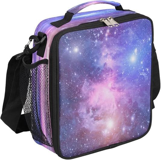 Universe Space Galaxy Nebula Lunch Bag for Girls Boys Outer Space Galaxy Insulated Lunch Box for Kids School Picnic Travel Outdoor,Students Teens Thermal Lunch Tote Bag with Adjustable Shoulder Strap