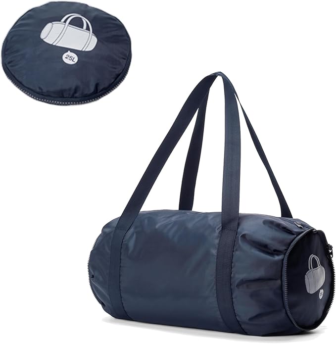Small Gym Bag, Waterproof Overnight Weekender Bag with Capacity 25L Portable Shoulder Bag for Travel Sport Duffel Bag for Yoga Hiking Camping Trip (Navy)