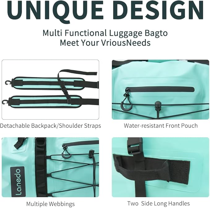 80L Dry Bag Large Waterproof Bag Roll-Top Heavy Duty Fishing Duffel Bag with Durable Straps & Handles for Kayaking Paddle boarding Boating Rafting Fishing