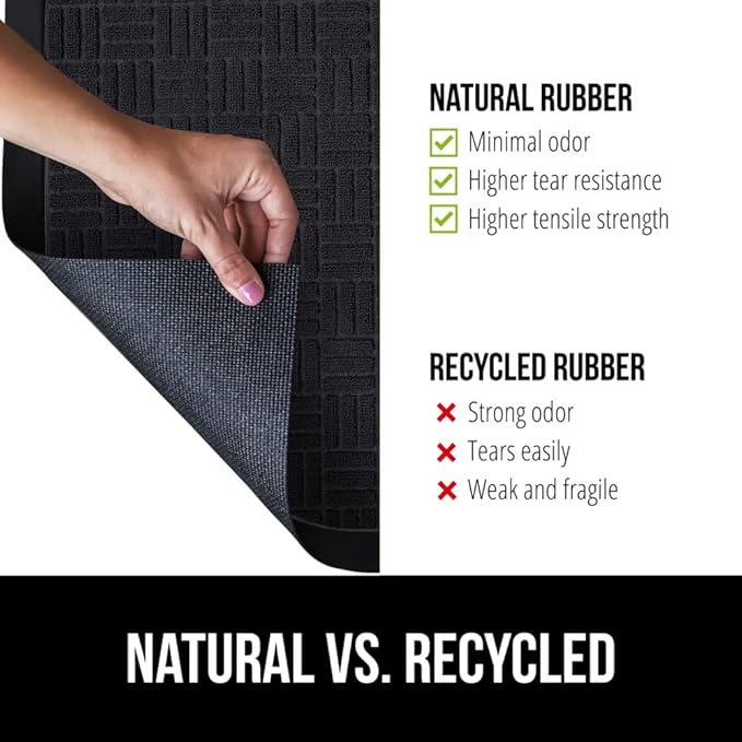 GORILLA GRIP 100% Waterproof All-Season WeatherMax Doormat, Durable Natural Rubber, Stain and Fade Resistant, Low Profile, Indoor Outdoor Door Mats, Easy Clean Patio Entrance Mat, 17x29, Midnight Maze