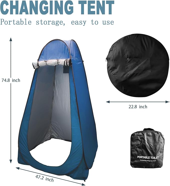 Camping Toilets Portable with Pop up Privacy Tent, X Large Portable Potty for Adults,2 in 1 Toilet for Adults for RV Camping Travel (Blue)
