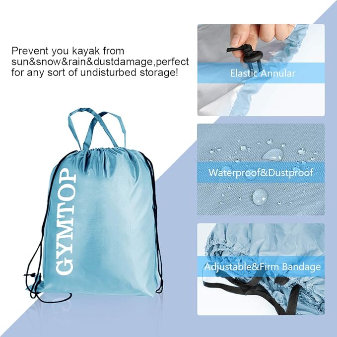 7.8-18ft Waterproof Kayak Canoe Cover-Storage Dust Cover UV Protection Sunblock Shield for Fishing Boat/Kayak/Canoe 7 Sizes [Choose Color] (Light Blue(Upgraded), Suitable for 10.8-12ft Kayak)