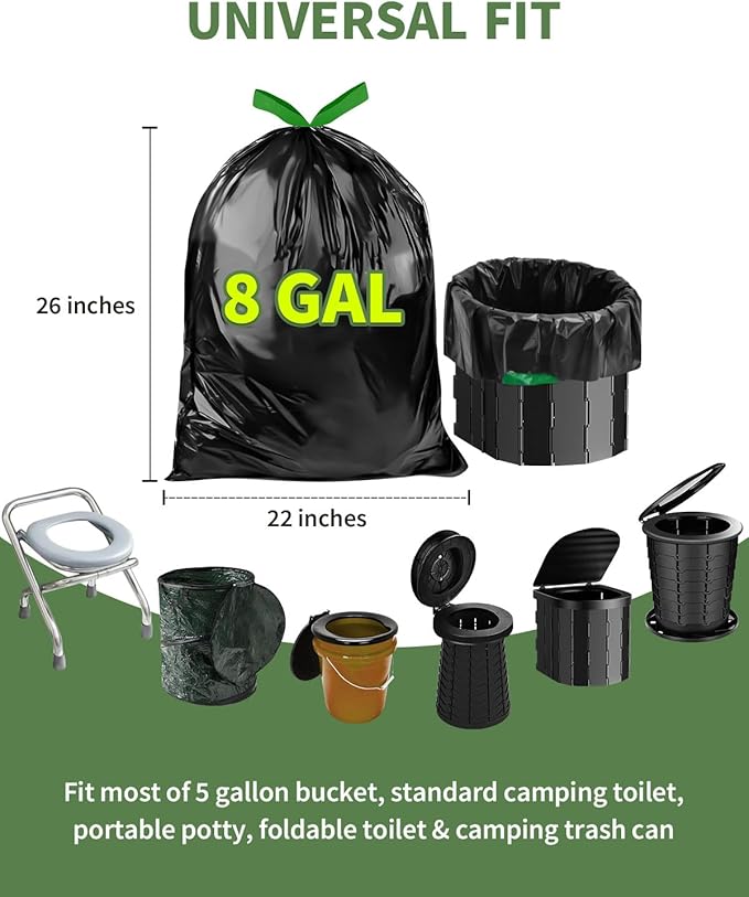 Camping Toilet Bags Poo Gel Set, Portable Toilet Bags with Camping Toilet Gel, Composting Toilet Bags Poo Gel for Portable Toilet Camping Outdoor Hiking Emergency Toilet