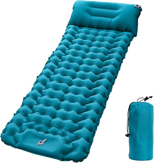 Moisture-Proof & Waterproof Portable Air Mattress for Hiking/Camping/Picnic, Nylon Connectable Outdoor Air Cushion Sleeping Pad for Sightseeing/Backpacking/Trekking (Blue)