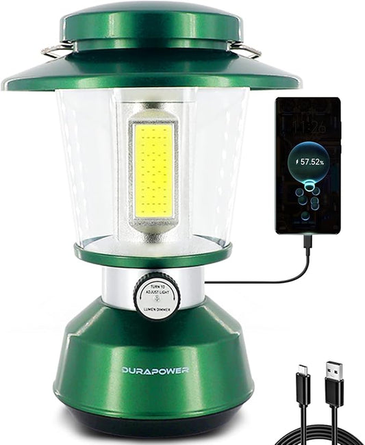 Durapower Rechargeable Camping Lantern,7500 Lumen Super Bright LED Camping Lantern, 7200 Mah Power Bank, IP44 Waterproof, 30 Hours, Portable Lantern for Hurricane, Power Outages