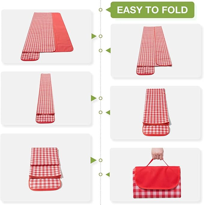 Extra Large 80x80 in Beach Blanket Outdoor Picnic Blankets, Foldable Waterproof Sand Free Beach Mats Picnic Mat for Festival BBQ Park Grass Lawn Camping Hiking Travel Concerts (Classic Red Check)