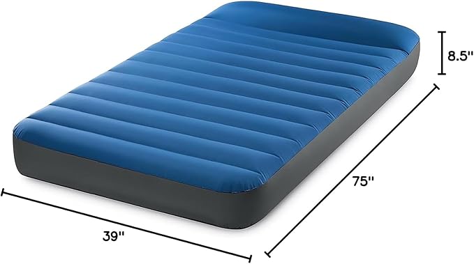 Intex 64011E TruAire TPU Luxury Camping Mattress: Fiber-Tech – Puncture-Resistant Laminate – QuickFill USB Air Pump – 300lb Weight Capacity – Twin Size
