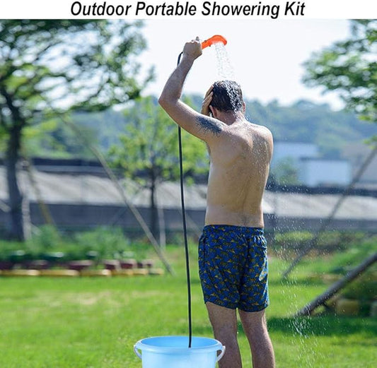 Cocoarm Portable Camping Shower, 12V Car Outdoor Shower Pump Camp Shower Handheld Camping Showerhead Powered for Camping Travel Pumps Water from Bucket, Hiking, Pet Cleaning, Pet Shower