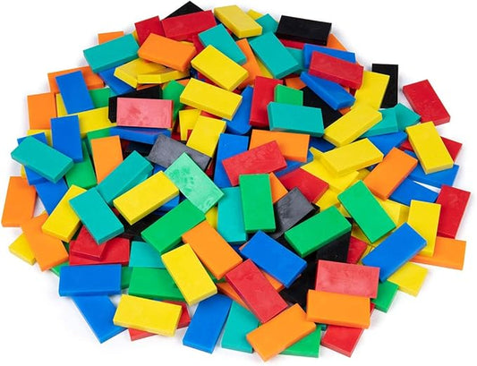 Bulk Dominoes Plastic Bulk 100pcs – Building and Stacking and Chain Reaction Toppling STEAM Toy Blocks for Kids (Classic Mix)
