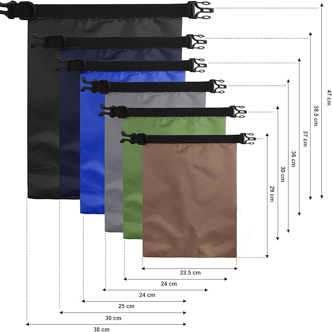 Shappy 6 Pcs Waterproof Dry Bag Set 6 Sizes Lightweight Sacks and Long Adjustable Shoulder Strap Outdoor Water Proof Keep Gear Dry Bag Stuff Sacks for Backpacking, Boating, Hiking, Camping (Dark)