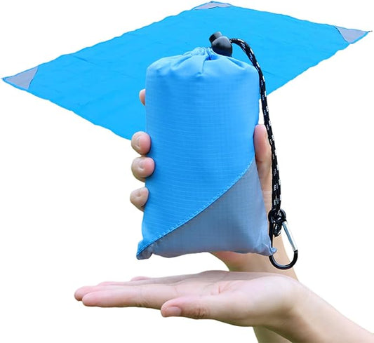 Orga'Neat Pocket Picnic Blanket, Sandproof Lightweight Pocket Camping Tarp, 55″x 39″ Foldable & Fits into Small Bag, Water Resistant Washable Quick Dry Compact Beach Mat for Outdoor Recreation