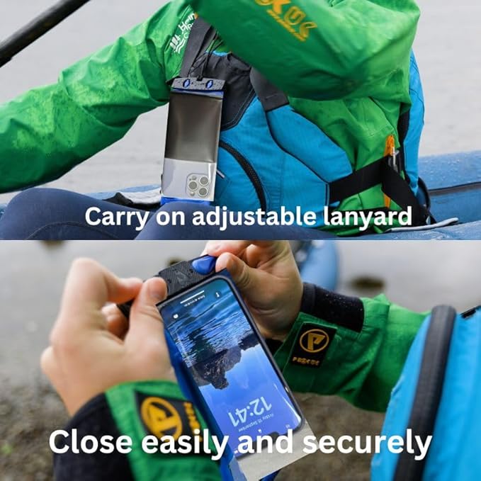 Aquapac Waterproof Phone Case, Medium, Grey, Lanyard, iPhone and Android, Made in The UK, Hiking, Mountain Biking, Running Accessory, Travel Essential, 5 Year Warranty. IPX8 Certified to 30 ft deep.