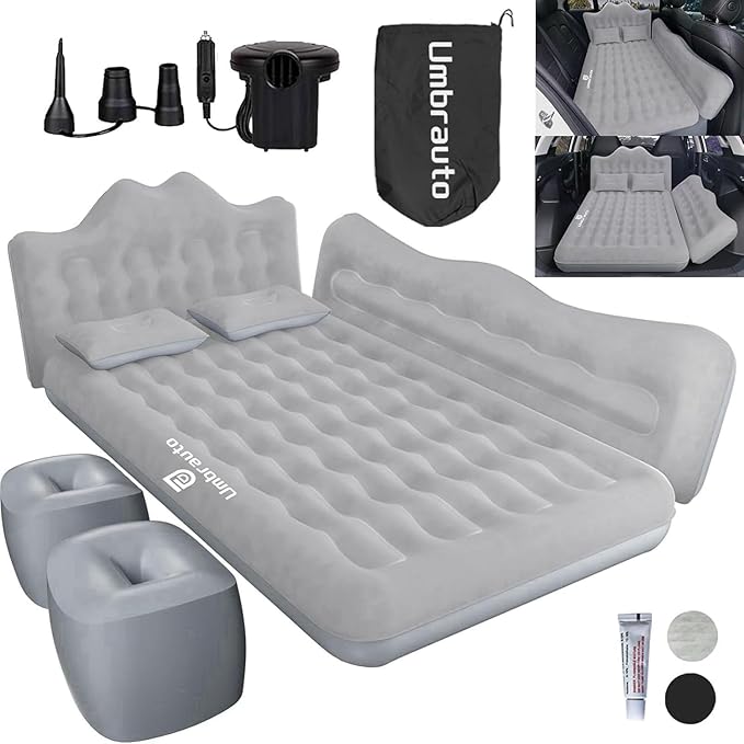 Umbrauto Truck Air Mattress Back Seat| Inflatable Car Camping Mattress Bed for Back Seat, SUV Blow Up Rear Seat Sleeping AirBed for Van Travel with Pump & Pillows