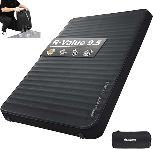 KingCamp Self Inflating Sleeping Pad for Camping Ultra Thick Double Single Foam Mattress High R Value Camping Air Pad Mat, Multi Colors & Sizes