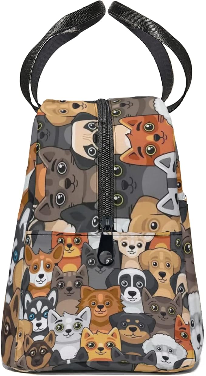 Giwawa Large Capacity Insulated Lunch Bag, Dog Print, Polyester Material, 11 x 5 x 8 in