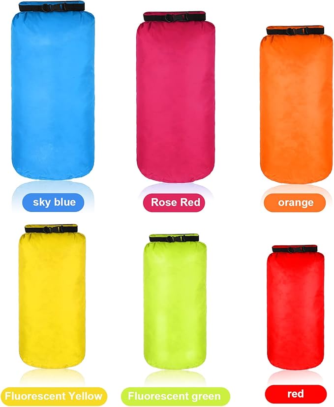 Shappy 6 Pcs Waterproof Dry Bag Set 6 Size Lightweight Sack and Long Adjustable Shoulder Strap 20/15/10/8/5/3l Outdoor Keep Gear Stuff Sack for Backpacking Boating Hiking Camping