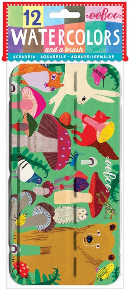 eeBoo: Watercolors Paint Set/12 Colors, Paint Brush Included, Comes in a Portable Tin Set, Easy to Close, Perfect for Watercolor Painting, Hand Crafts with Paints and Other Artworks