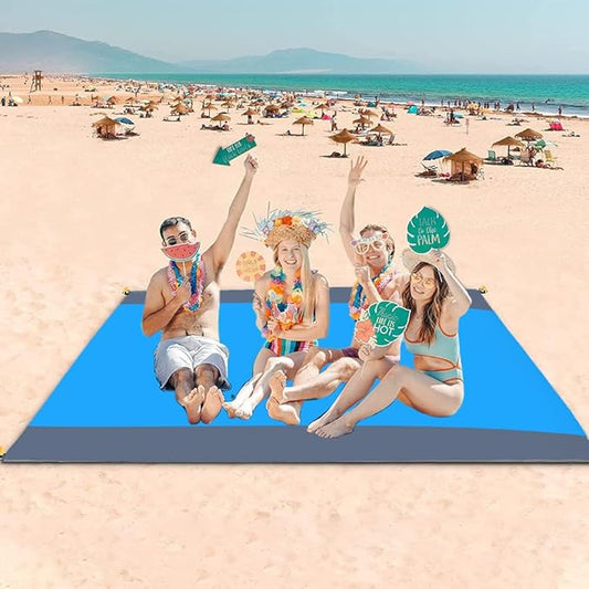 Ceresa Inc Beach Blanket Sandproof Waterproof Beach Mat, Lightweight Quick Drying Picnic Mat for Beach Camping Picnic Travel Hiking 79" X 83" for Family Outdoor Playing Supply