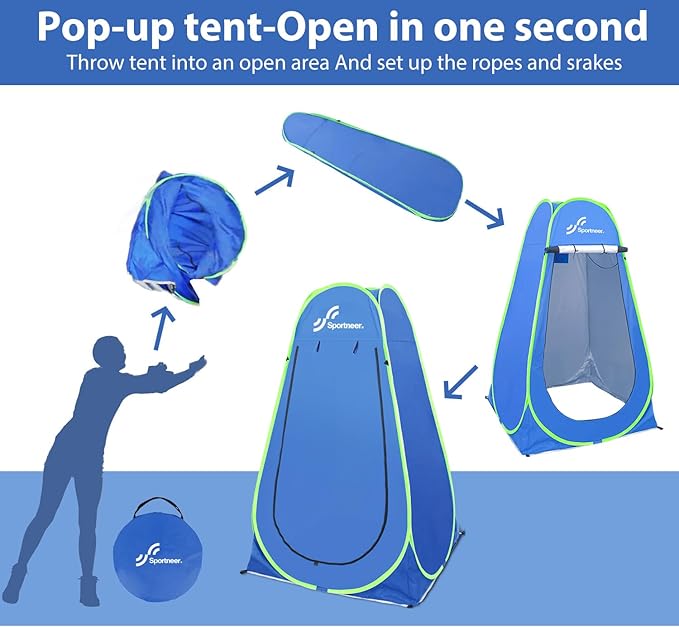 Sportneer Pop Up Privacy Shower Tent, Portable Changing Room Pop Up Changing Tent 75inches x 47inches x 47inches Shower Tent with Carry Bag for Camping & Beach, Easy Set Up, Foldable