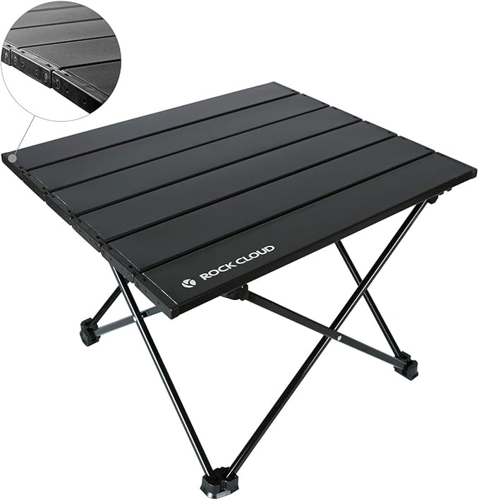 ROCK CLOUD Portable Camping Table Ultralight Aluminum Folding Beach Table Camp for Camping Hiking Backpacking Outdoor Picnic, Black