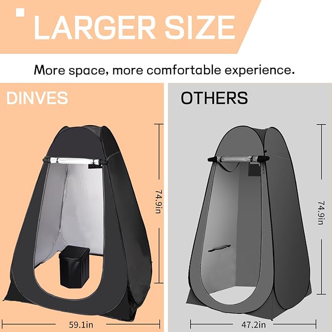 Portable Toilet with Tent, Portable Toilet Kit For Adults, 59in Large Pop Up Privacy Tent, Extra Large Camping Folding Toilet, Comfortable Leather Toilet with Toilet Bags, Washable for Camping