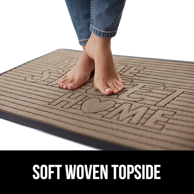 GORILLA GRIP 100% Waterproof All-Season WeatherMax Doormat, 47x35, Durable Natural Rubber, Stain and Fade Resistant, Low Profile, Indoor Outdoor Door Mats, Easy Clean Patio Entry Mat, Home Sweet Home