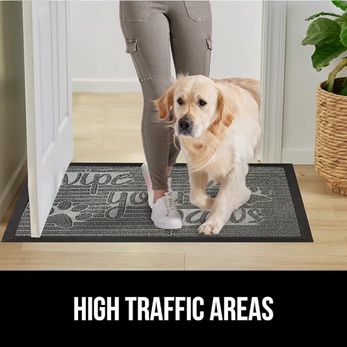 GORILLA GRIP 100% Waterproof All-Season WeatherMax Doormat, Durable Natural Rubber, Stain and Fade Resistant, Low Profile, Indoor Outdoor Door Mats, Easy Clean Patio Entrance Mat, 17x29, Stone Paws