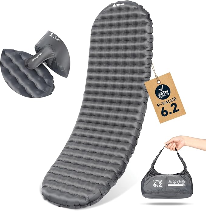 Hikenture Sleeping Pad R-Value 6.2 Insulated Camping Mattress for Cold Weather with Pump Sack(1201-A1)