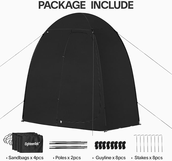 EighteenTek Shower Tent Camping, 2-Room Portable Changing Room, Outdoor Shower Enclosure, Pop Up Privacy Tent Shelter with Floor & Doors, Changing Tent, Camping Toilet, Bathroom