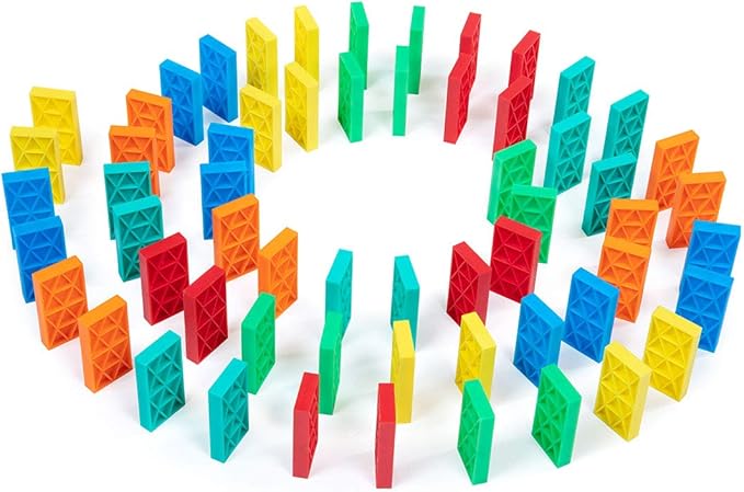Bulk Dominoes Kinetic Domino Kit | Dominoes Set, STEM STEAM Small Toys, Family Games for Kids, Kids Toys and Games, Building, Toppling, Chain Reaction Sets (68pc)