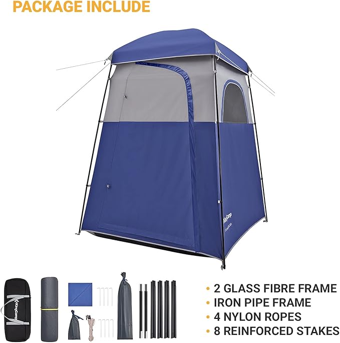 Bundle of KingCamp Oversize Black Camping Shower Tent and Blue Outdoor Shower Tents for Camping Changing Dressing Room Portable Toilet Tent, Easy Set Up, More Space Than Pop Up Privacy Tent