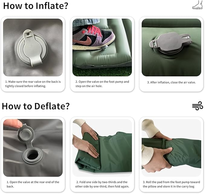 Camping Sleeping Pad, Extra Thick 5 Inch Ultralight Sleeping Pad for Camping with Pillow Built-in Foot Pump Inflatable Sleeping Pads Compact for Camp Backpacking Hiking Traveling Tent