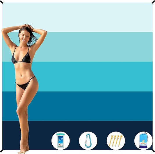 BYDOLL Beach Blanket 78''X81'' 4-7 Adults Oversized Lightweight Waterproof Sandproof Blanket for Beach Large Picnic Mat Travel Camping