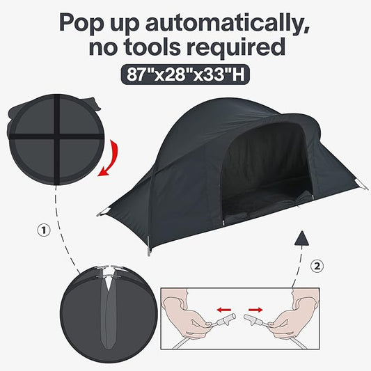 EighteenTek Bed Canopy Office Bed Tents Dream Tents Privacy Space Office Sleeping Tents Indoor One Person Lay Down NOT Sitting Pop Up Portable Frame Curtains Breathable Grey Cottage Grey 87"x28"x33"H