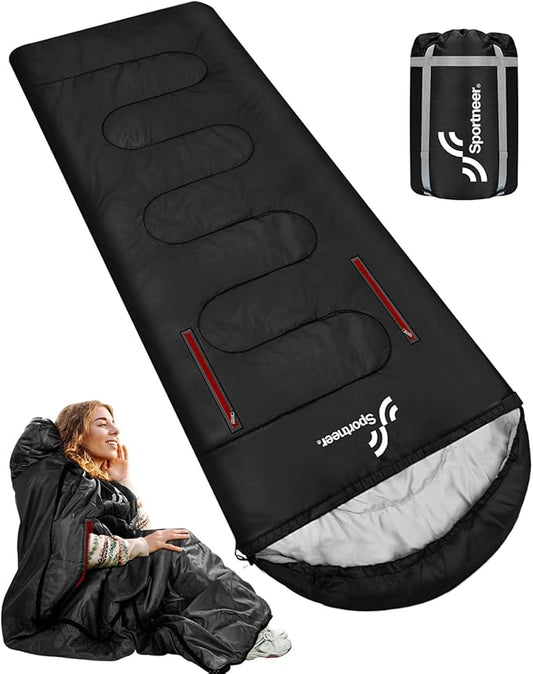 Sportneer Sleeping Bag - Wearable for Adults & Kids with Arm Zipper Holes in Cold & Warm Weather, Waterproof Portable Sleeping Bag for Camping, Hiking, Backpacking, Outdoor Travel